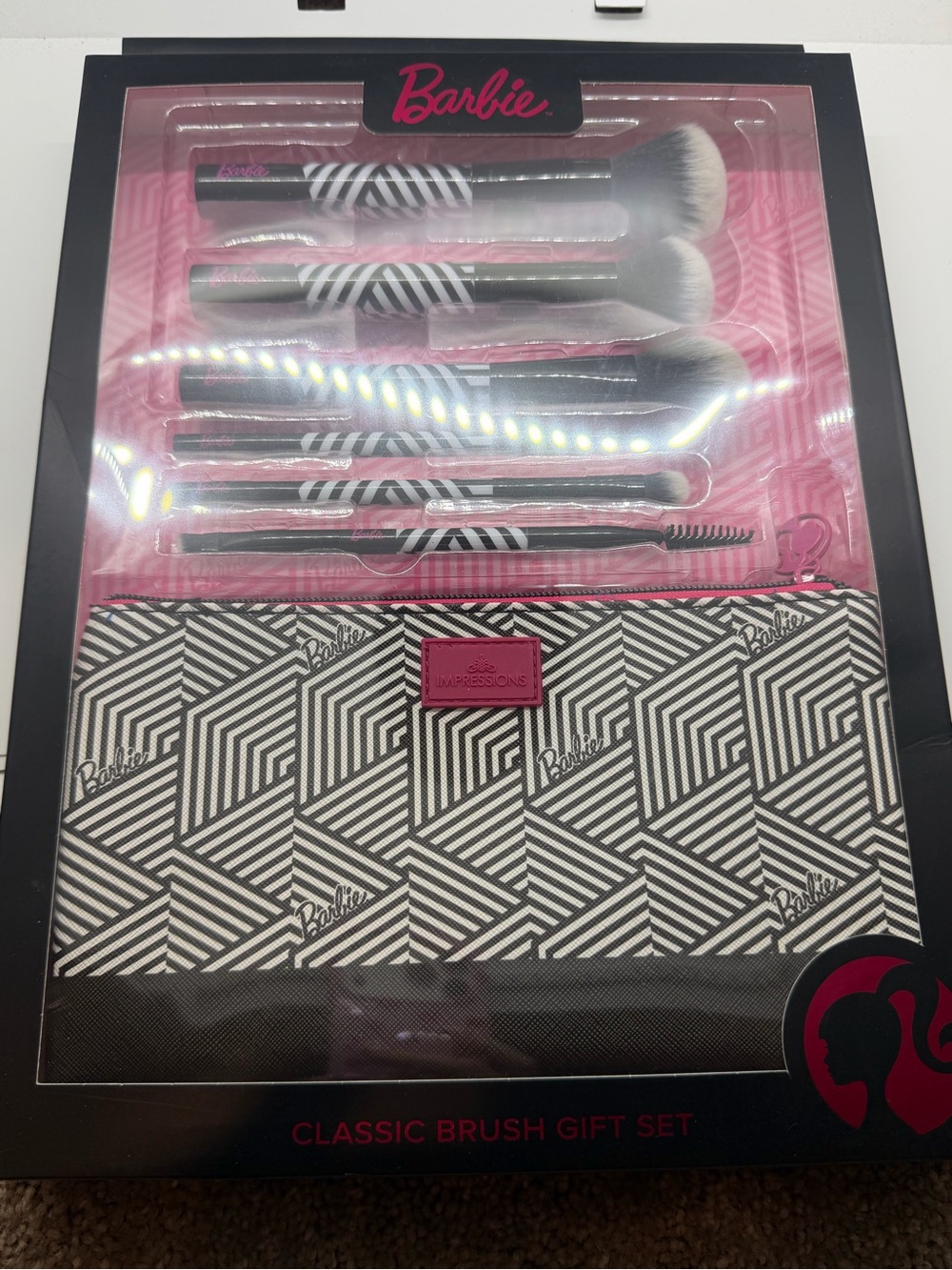 Barbie Black & White Geometric Cosmetic Pouch impressions vanity